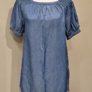 Select Trends BOUTIQUE Women’s WESTERN Peasant Top Denim Sz Med
